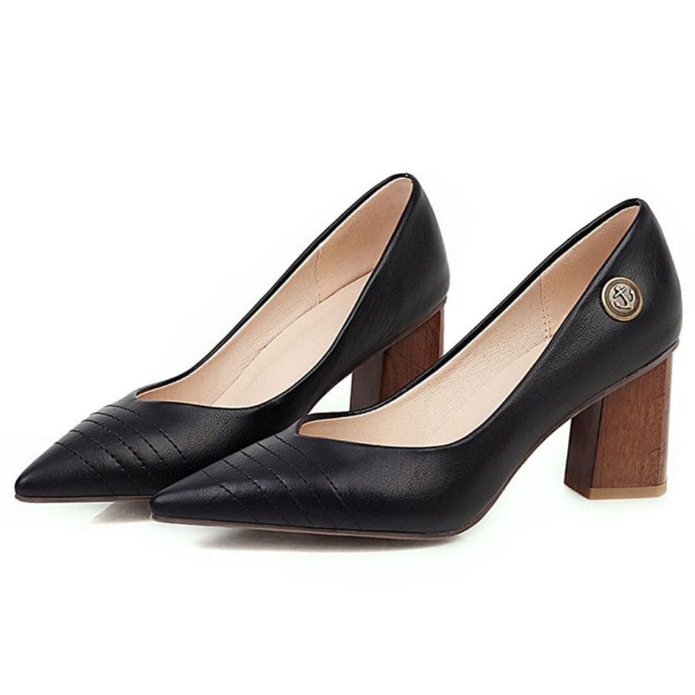 Thread Chunky Heel Puntige Teen Pumps