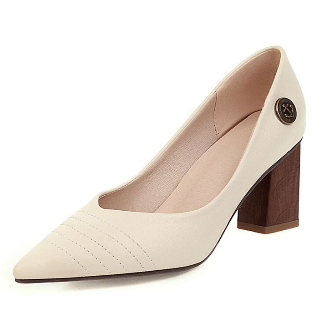 Thread Chunky Heel Puntige Teen Pumps