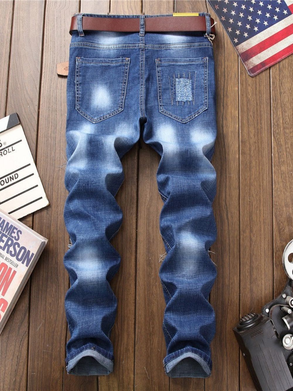 Appliqués Rechte Europese Jeans Met Rits