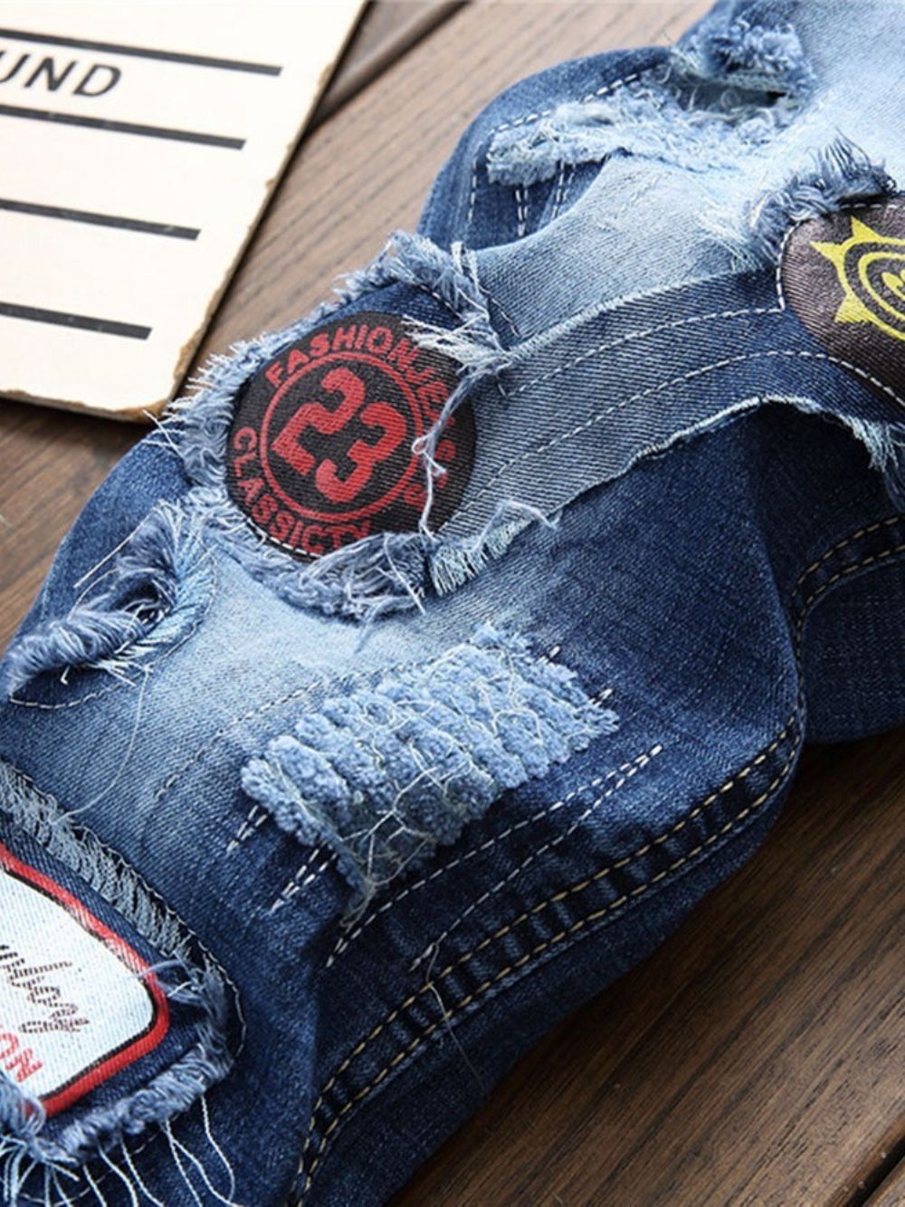 Appliqués Rechte Europese Jeans Met Rits