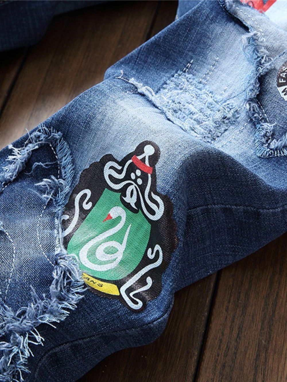 Appliqués Rechte Europese Jeans Met Rits