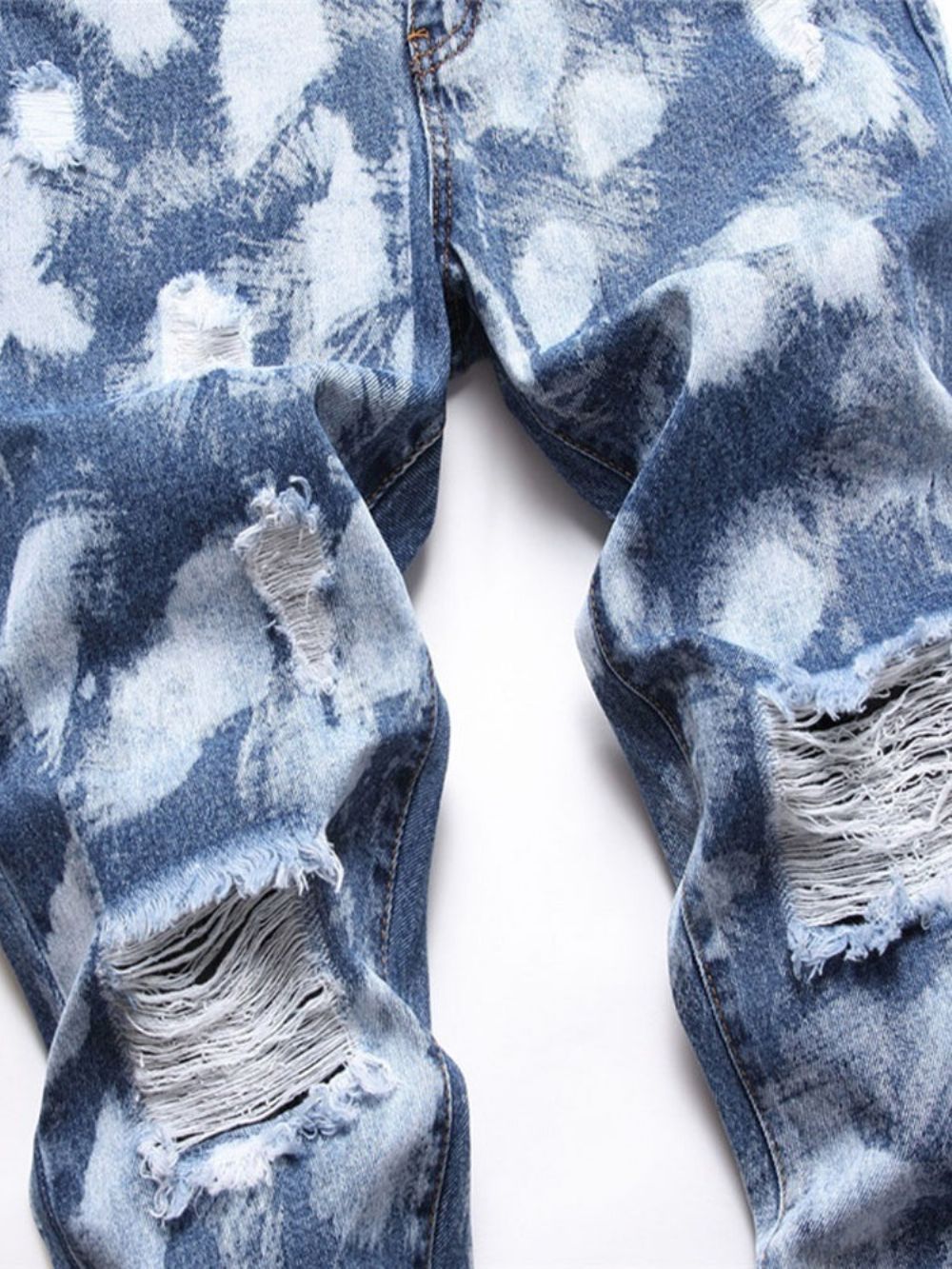 Blauwe Herenjeans Met Rechte Zak En Casual Rits