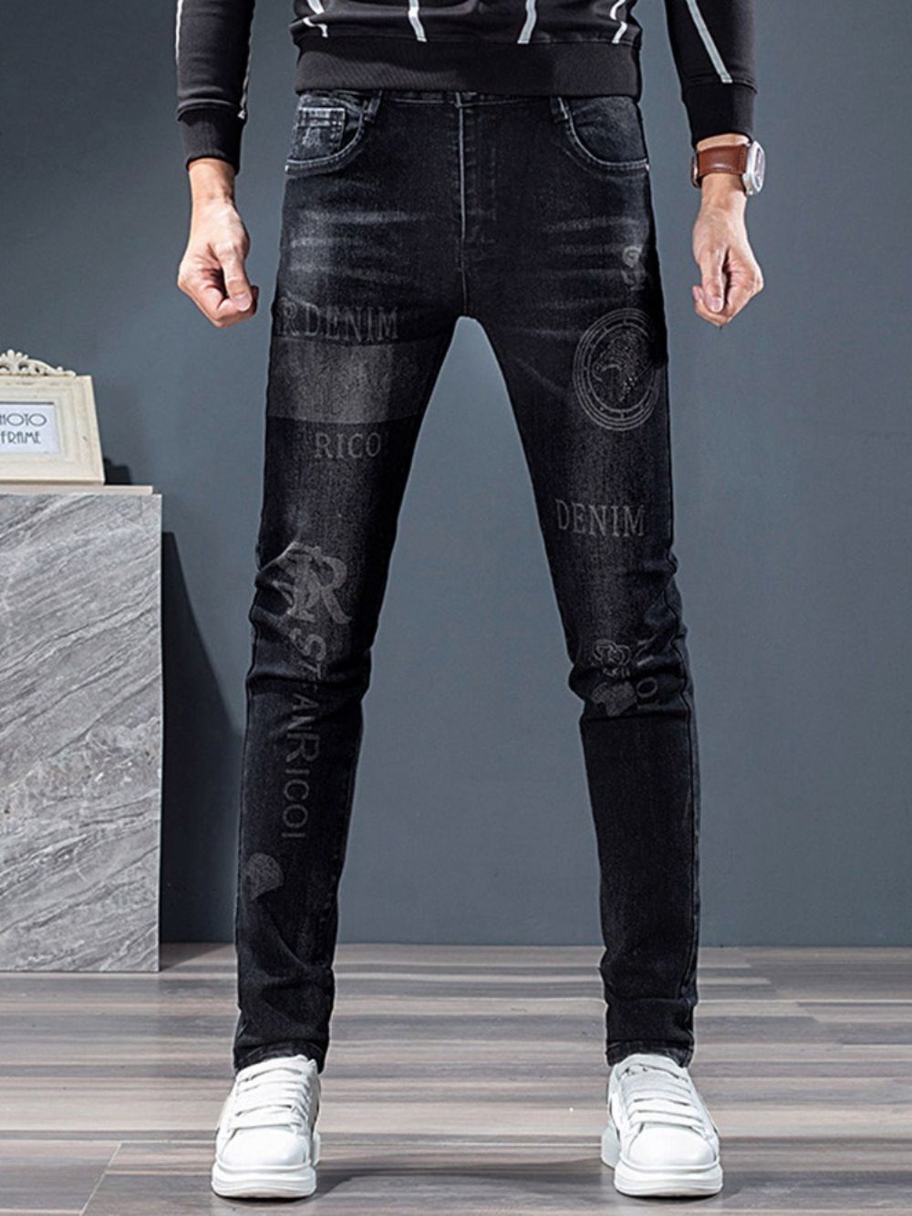 Borduurwerk Potlood Broek Koreaanse Rits Jeans