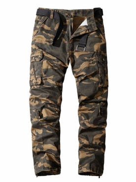 Casual Broek Met Camouflageprint En Halfhoge Taille Met Rits