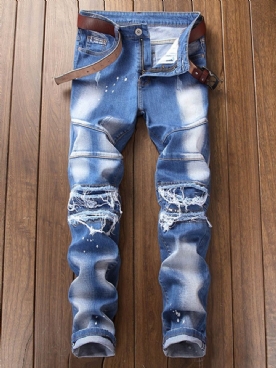 Casual Herenjeans Met Rechte Zak En Rits