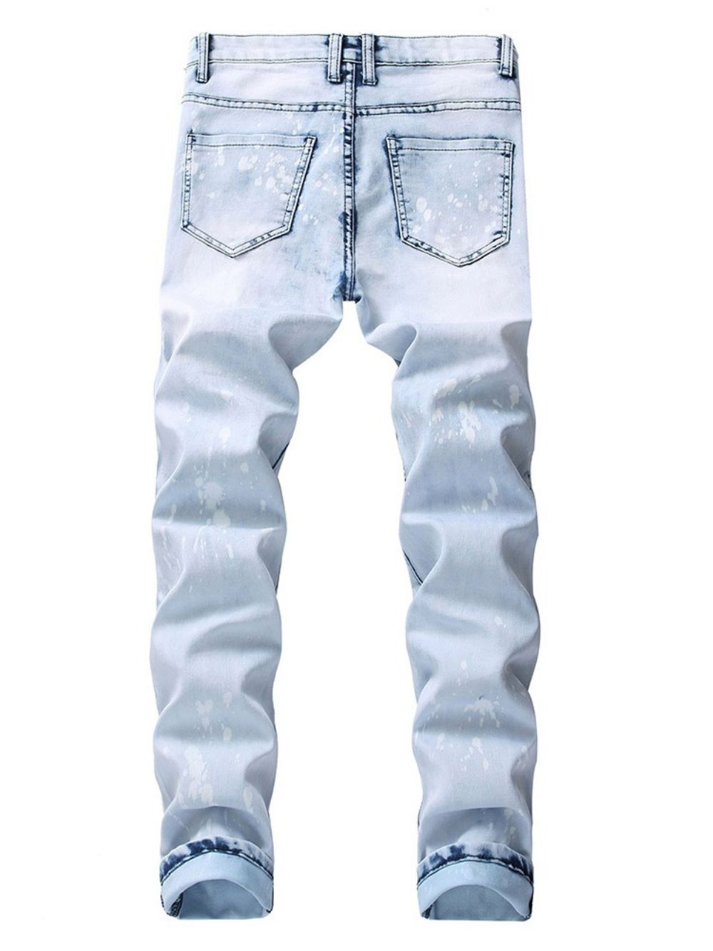 Casual Jeans Heren Met Kleurvlakken En Rits