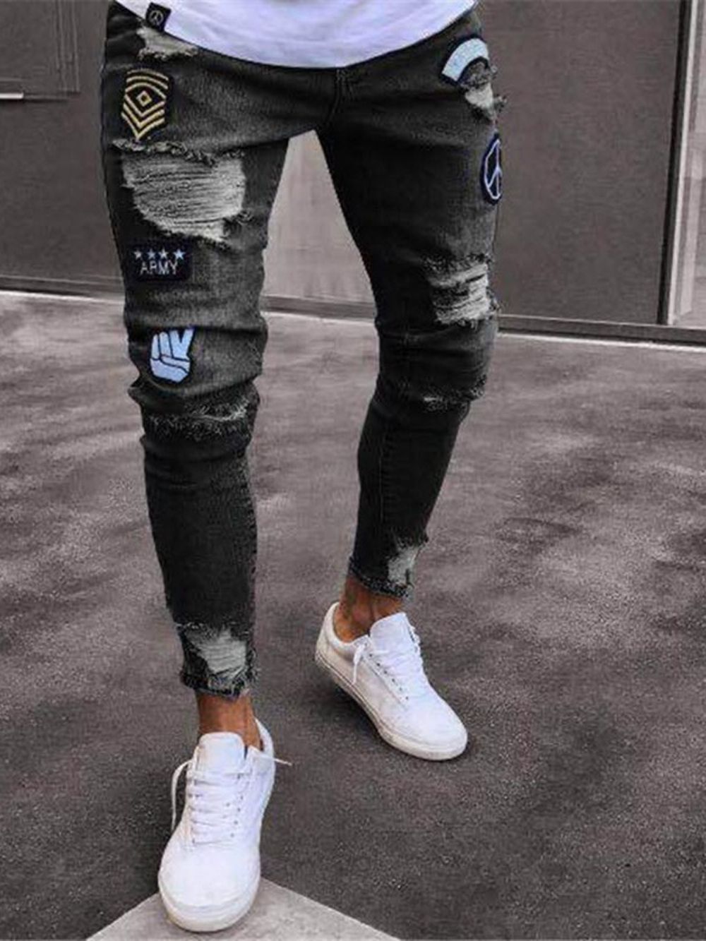 Casual Jeans Heren Met Kokerbroek En Print