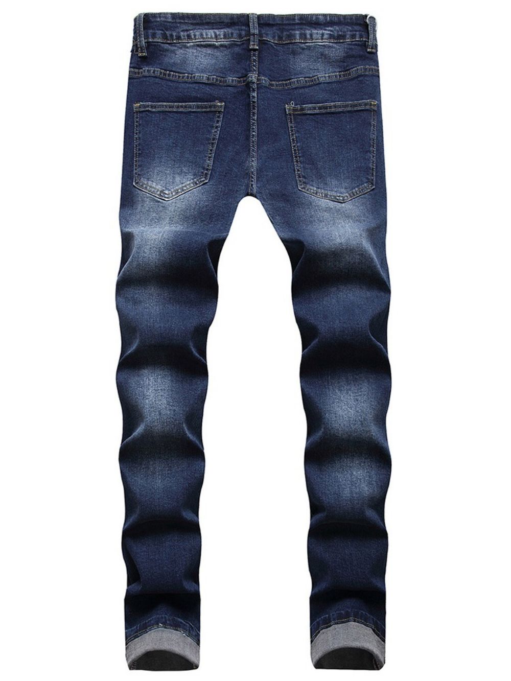 Casual Rechte Versleten Jeans Met Middelhoge Taille Met Rits