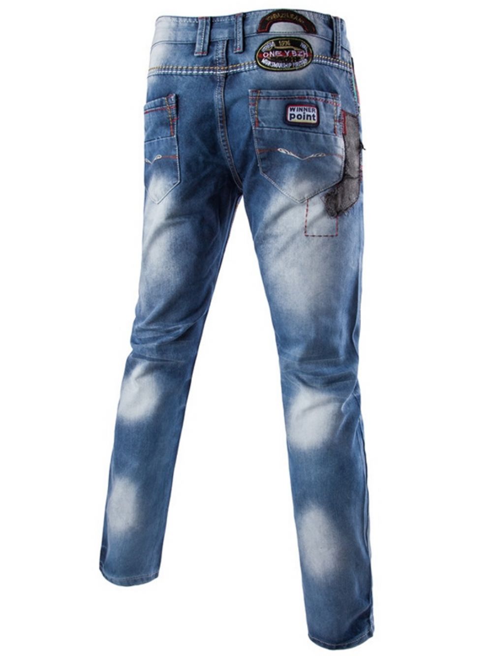 Casual Street Style Patchwork Denim Jeans Heren