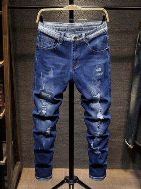 Effen Jeans Met Halfhoge Taille En Rits