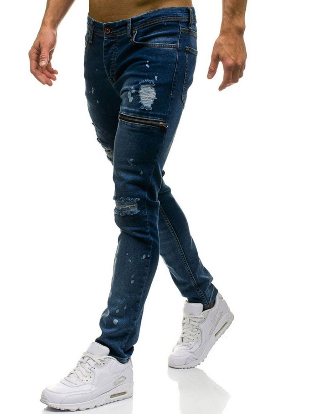 Effen Jeans Met Rits En Middelhoge Taille