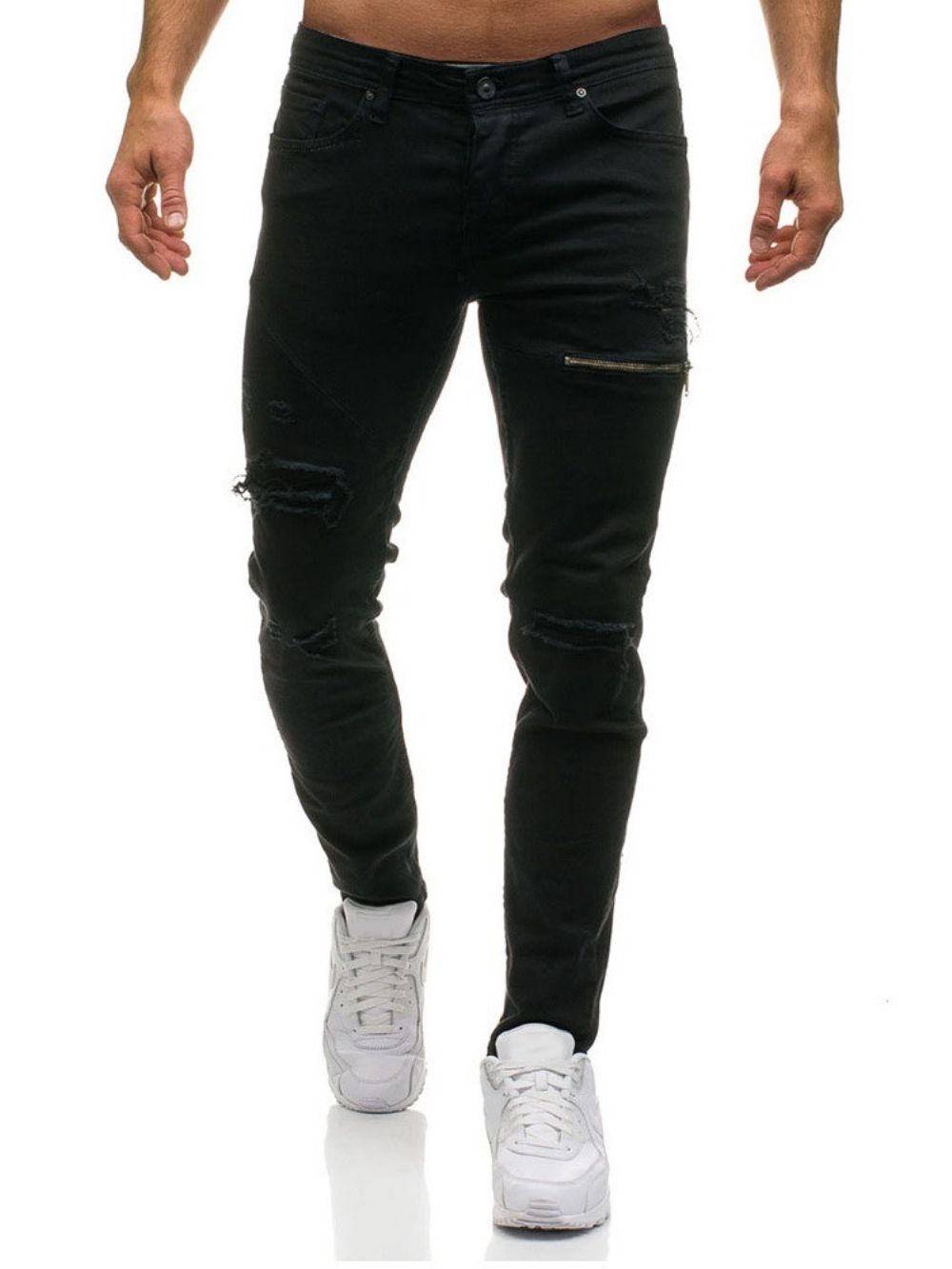 Effen Jeans Met Rits En Middelhoge Taille