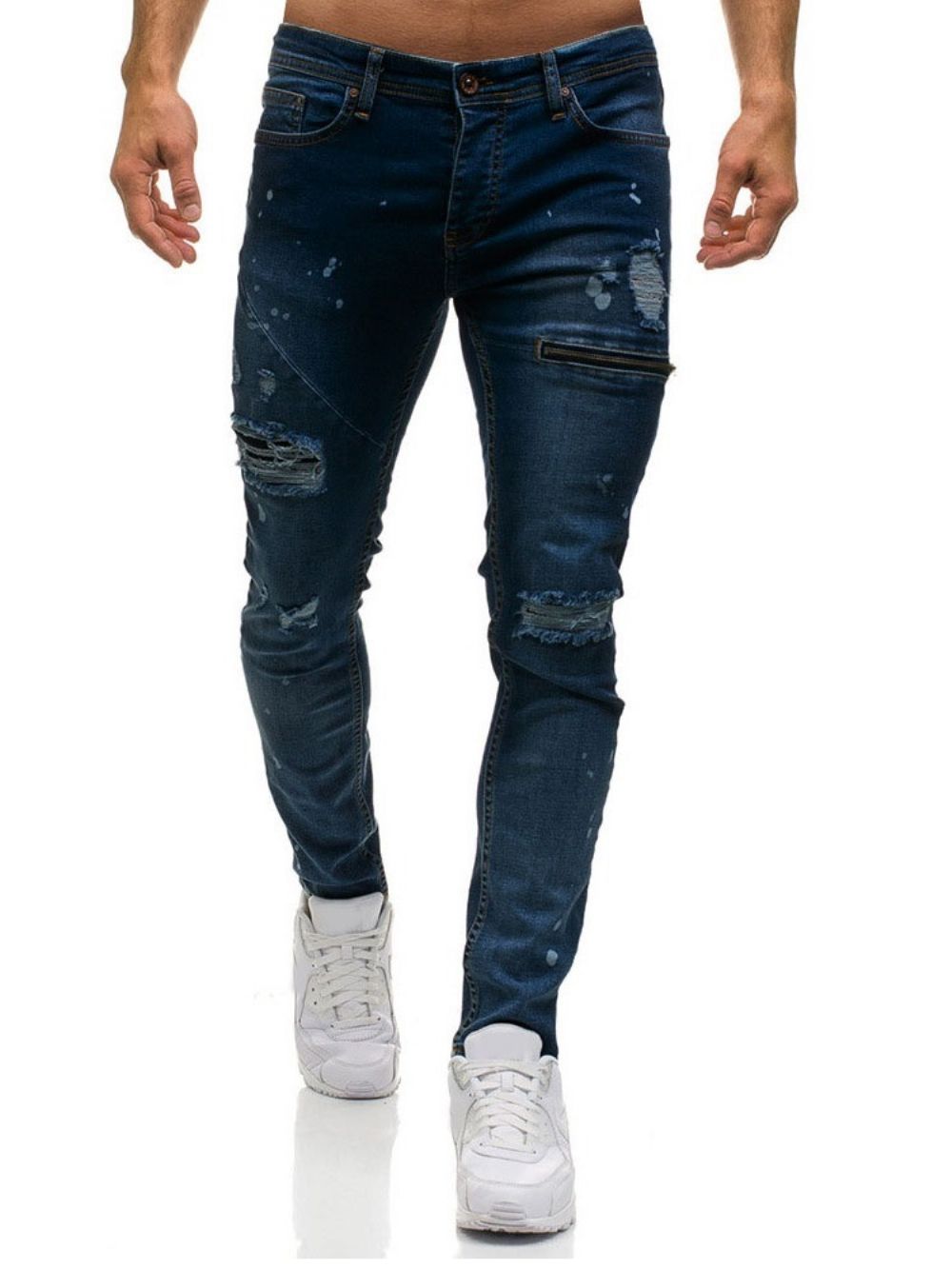 Effen Jeans Met Rits En Middelhoge Taille