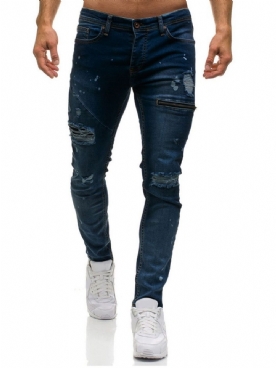 Effen Jeans Met Rits En Middelhoge Taille