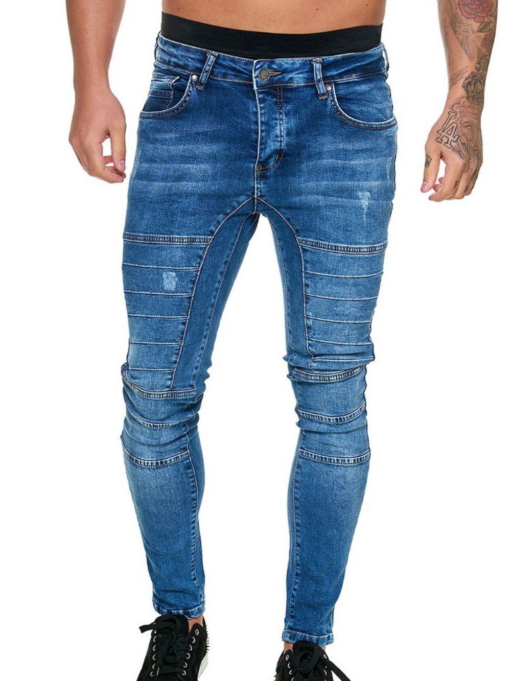 Effen Kokerbroek Met Knopen Casual Jeans Heren