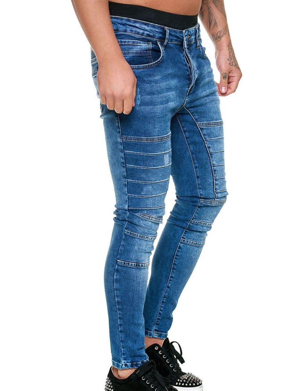 Effen Kokerbroek Met Knopen Casual Jeans Heren