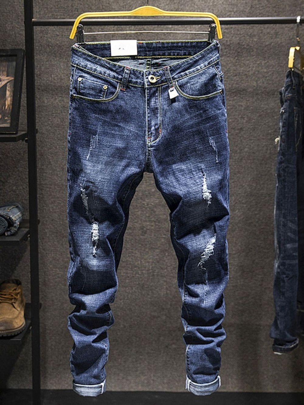 Effen Mode-Jeans Met Rits En Zak