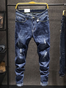 Effen Mode-Jeans Met Rits En Zak