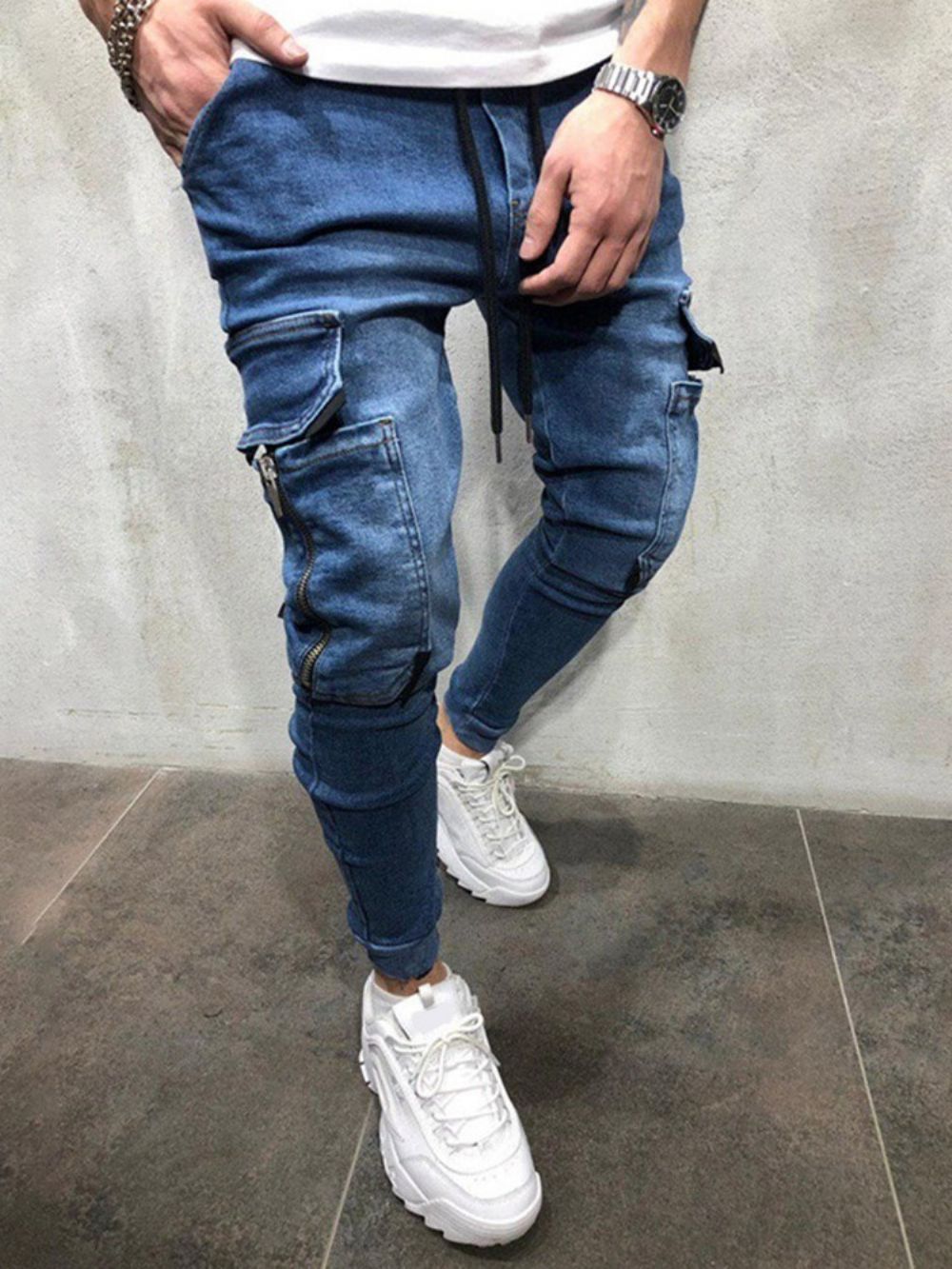 Effen Pocket Potlood Broek Veterschoenen Herenjeans