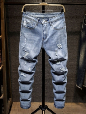 Europese Casual Jeans Met Halfhoge Taille