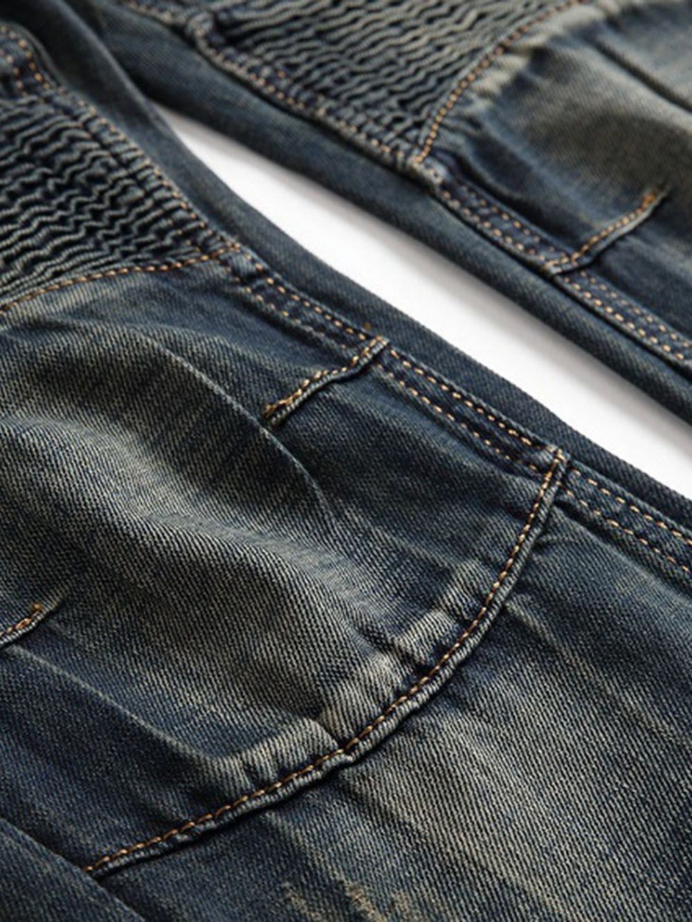 Europese Herenjeans Met Geplooide Rits