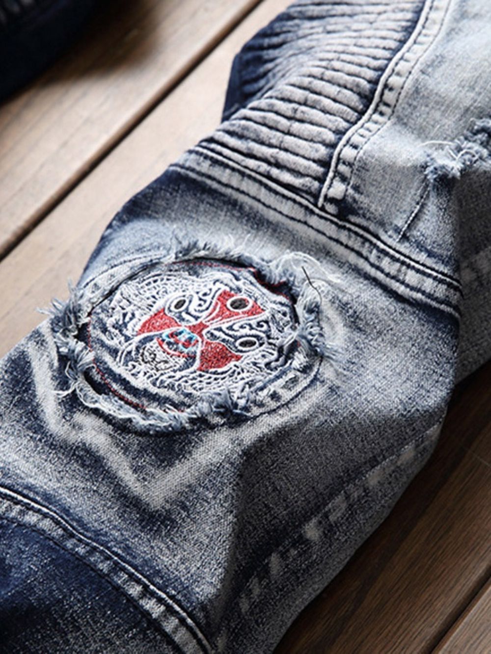 Europese Slanke Jeans Heren Met Rechte Kleurvlakken