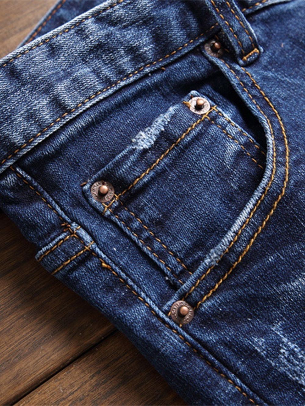 Gat Kleurblok Rits Mode Jeans