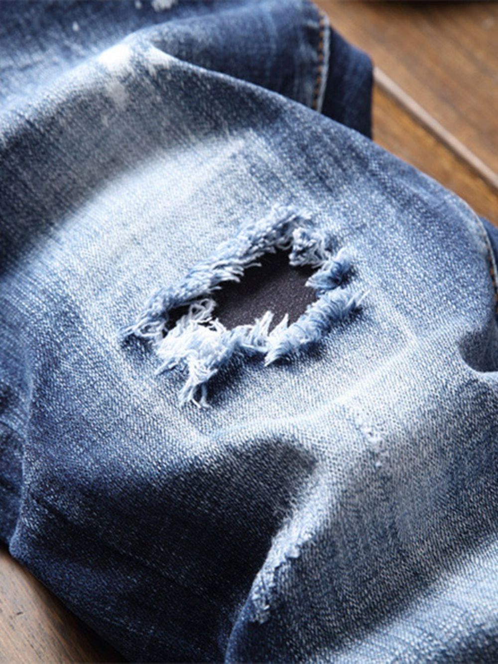 Gat Kleurblok Rits Mode Jeans