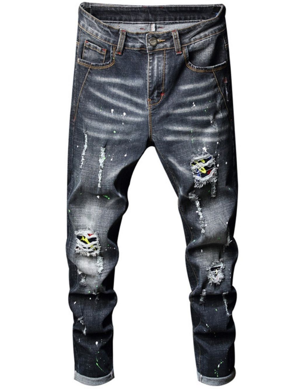 Gat Potlood Broek Gradiënt Rits Mid Taille Jeans