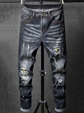 Gat Potlood Broek Gradiënt Rits Mid Taille Jeans