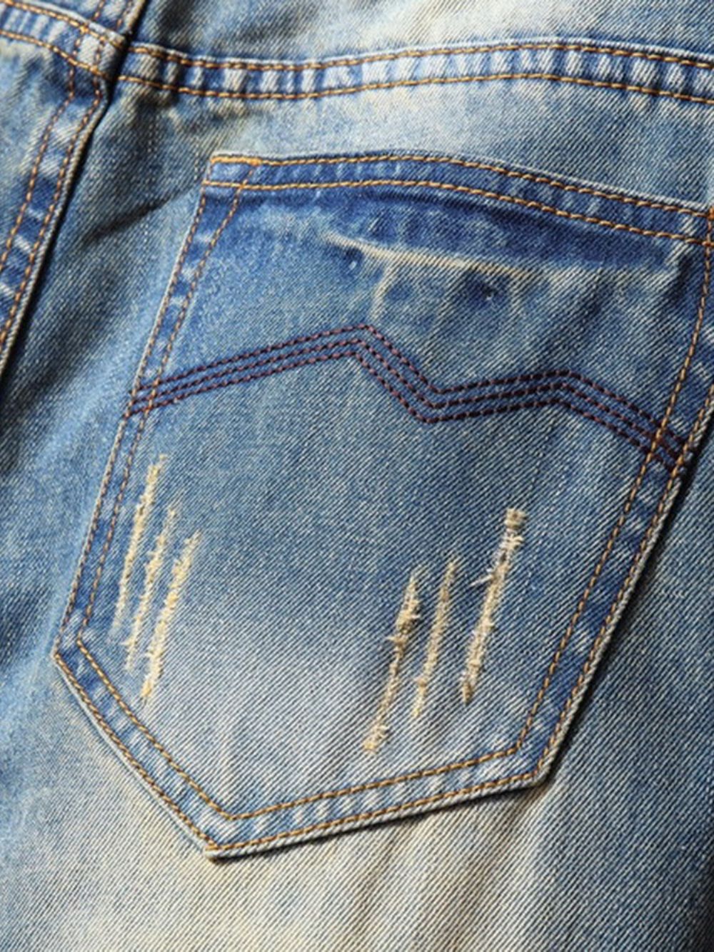 Gat Potlood Broek Kleurblok Gradiënt Rits Midden Taille Jeans