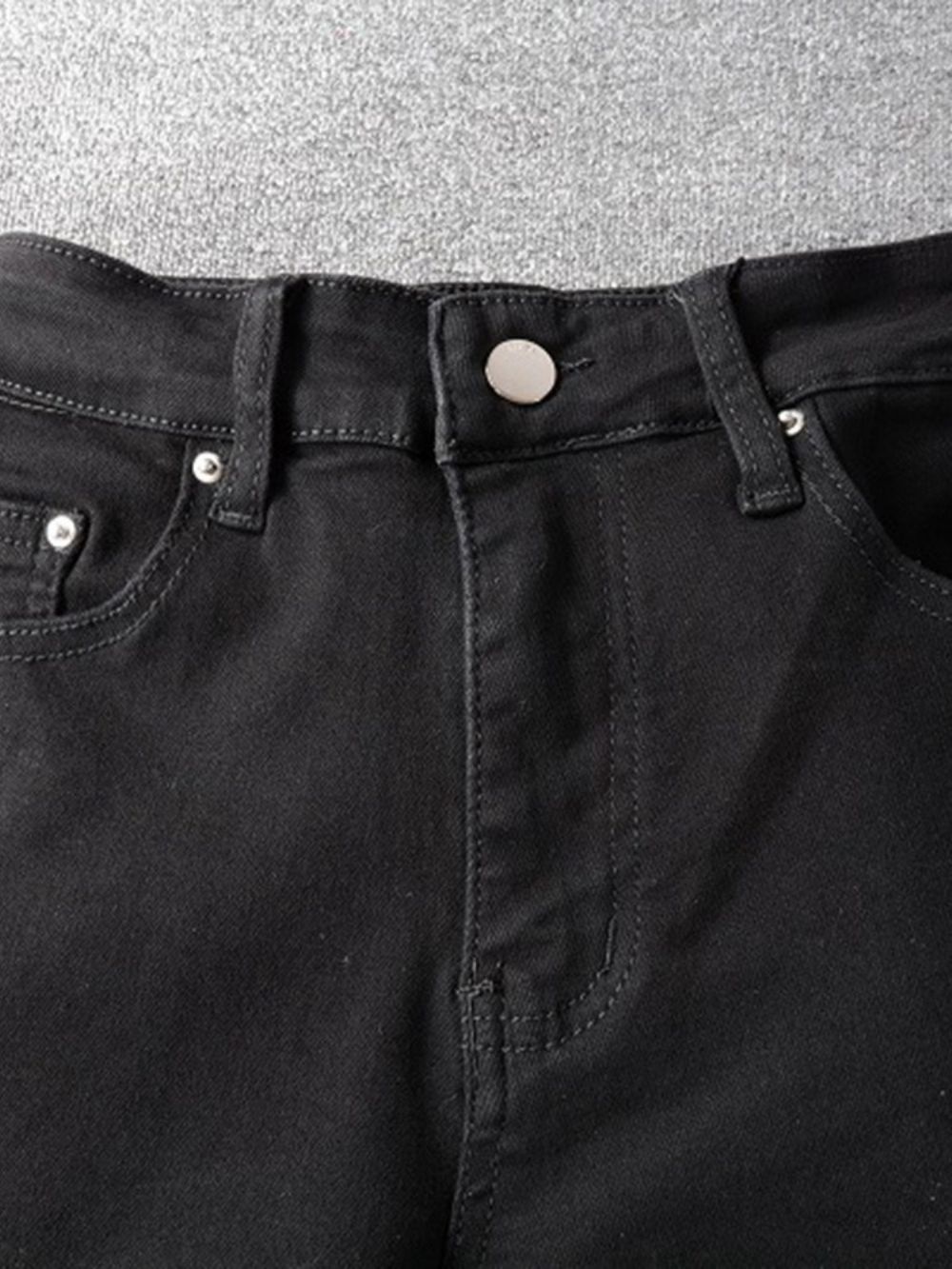 Gat Potlood Broek Midden Taille Rits Jeans