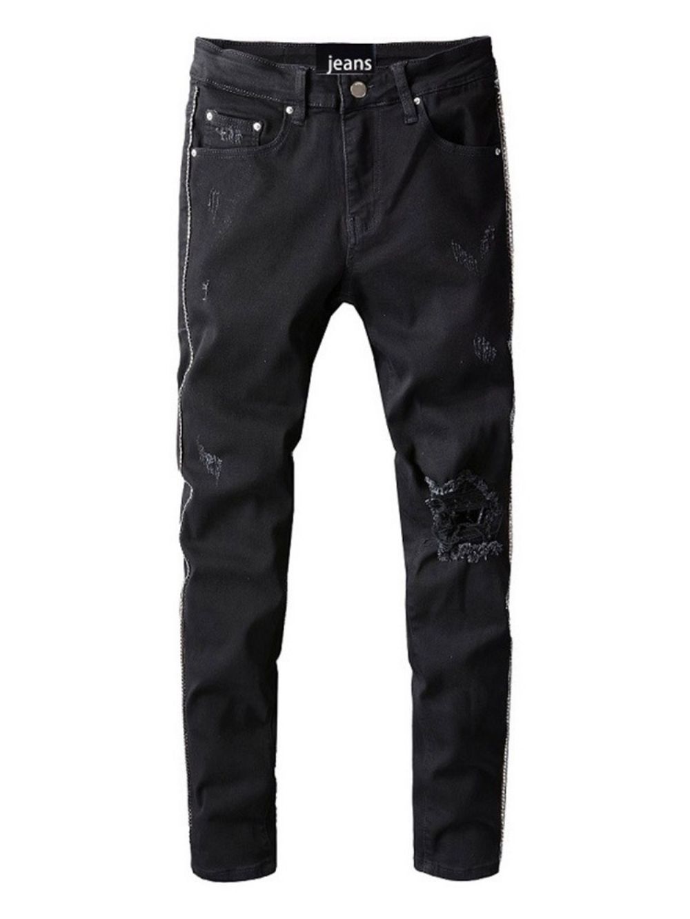 Gat Potlood Broek Midden Taille Rits Jeans