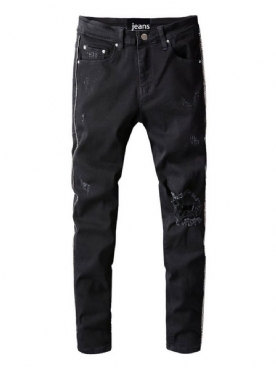 Gat Potlood Broek Midden Taille Rits Jeans