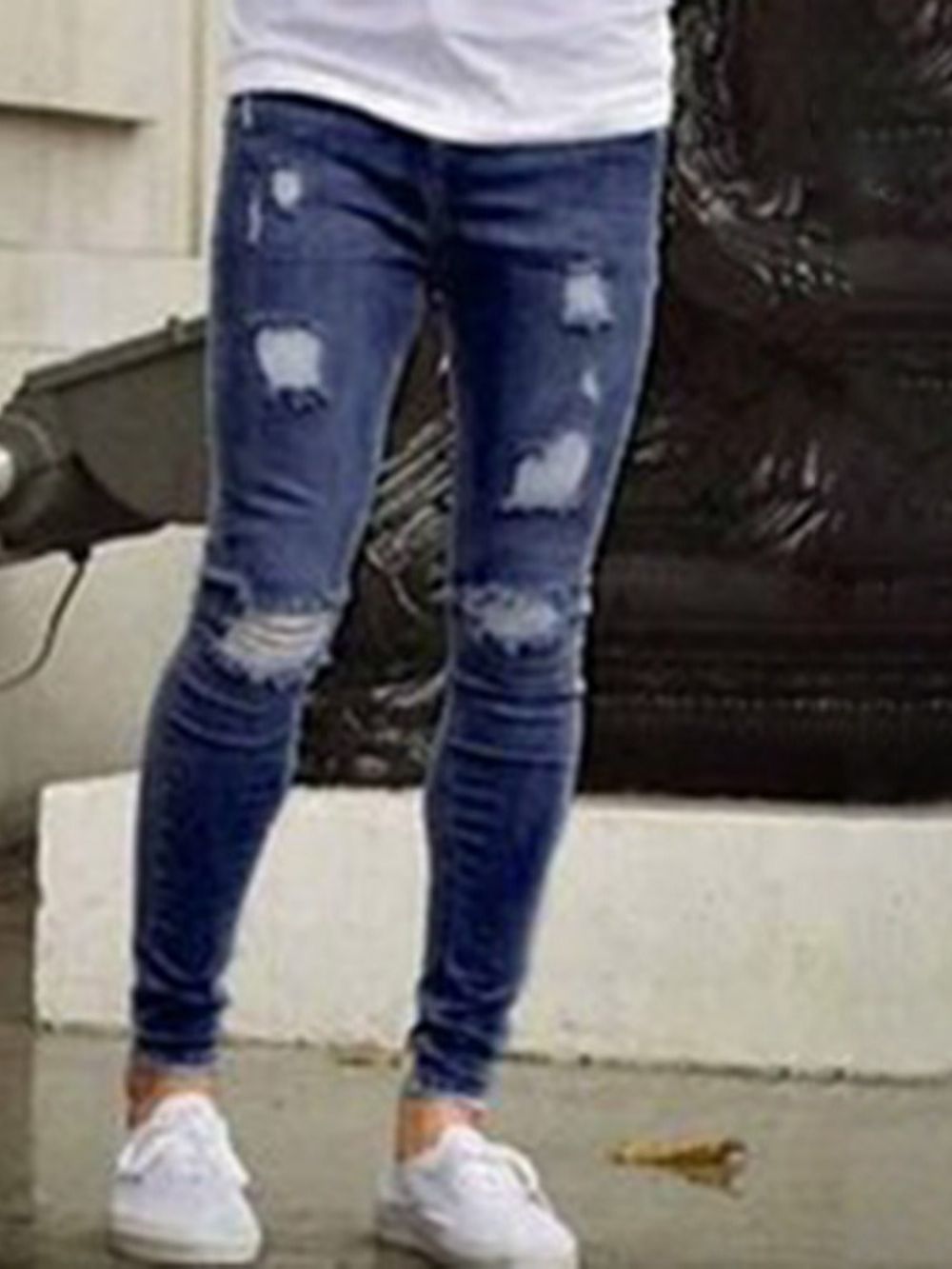 Gat Potlood Broek Rits Midden Taille Jeans Heren