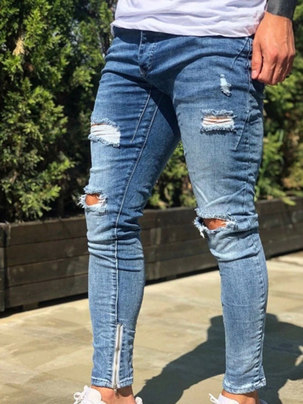 Gat Potlood Broek Rits Volledige Lengte Casual Jeans Heren