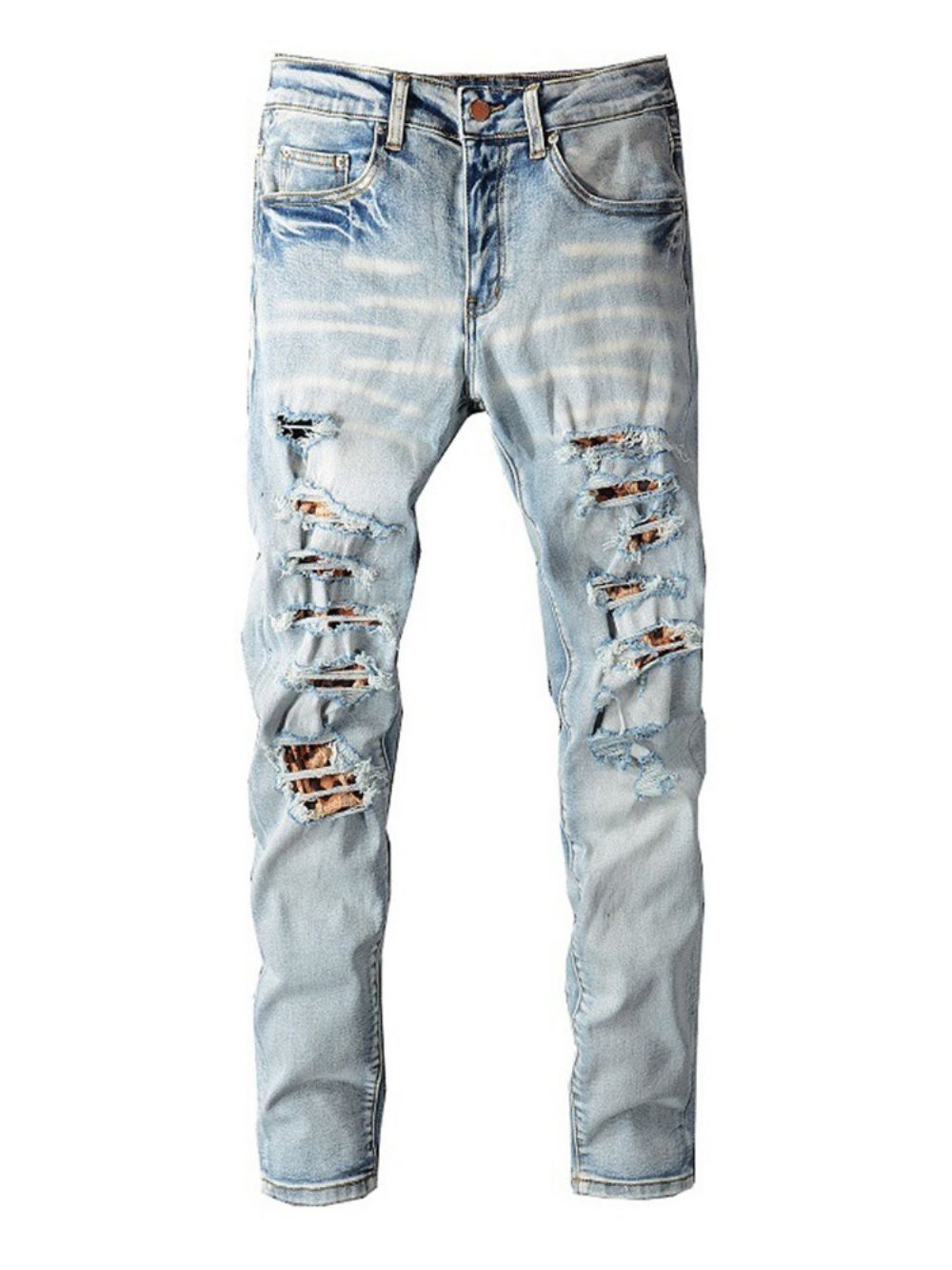 Gat Rechte Casual Jeans Met Rits Midden Taille