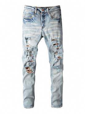 Gat Rechte Casual Jeans Met Rits Midden Taille