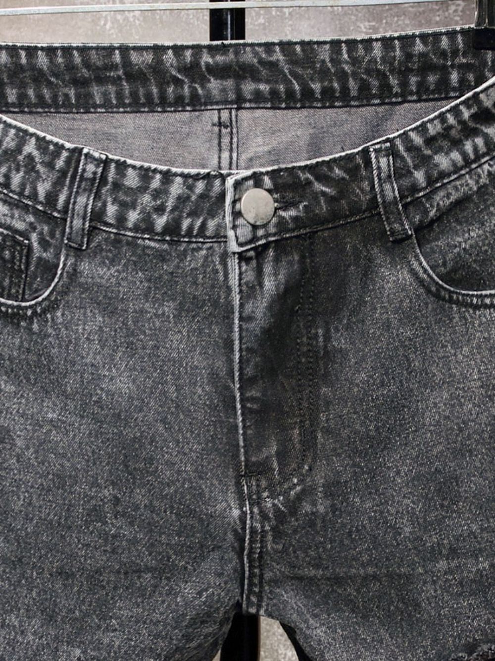 Gat Rechte Effen Rits Midden Taille Herenjeans