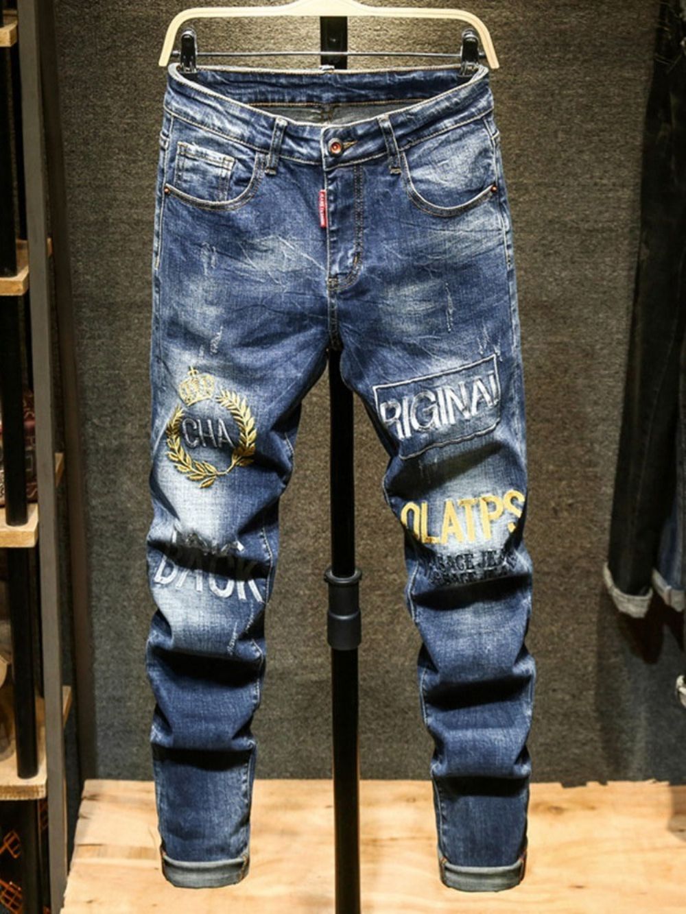 Gedragen Brief Potlood Broek Rits Europese Jeans