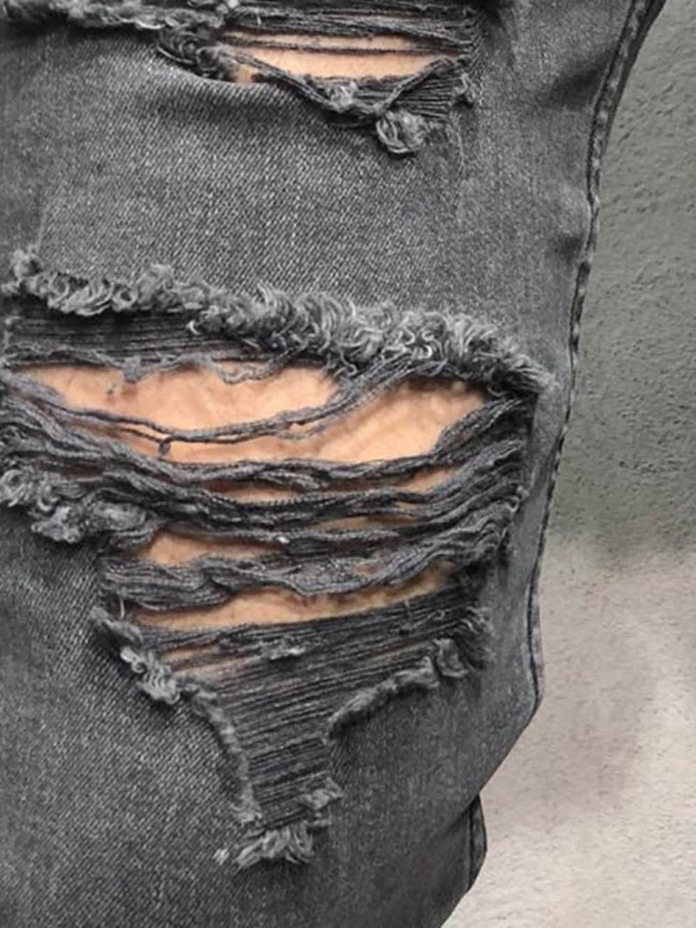 Gescheurde Gescheurde Jeans Heren Met Effen Print