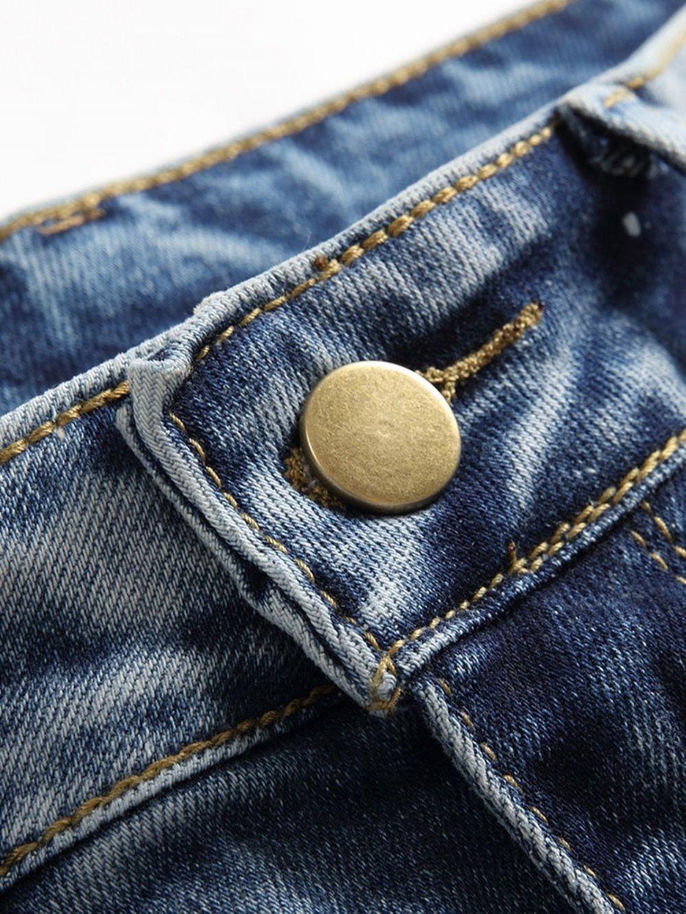 Goede Kwaliteit Gedragen Rechte Jeans Met Halfhoge Taille En Rits