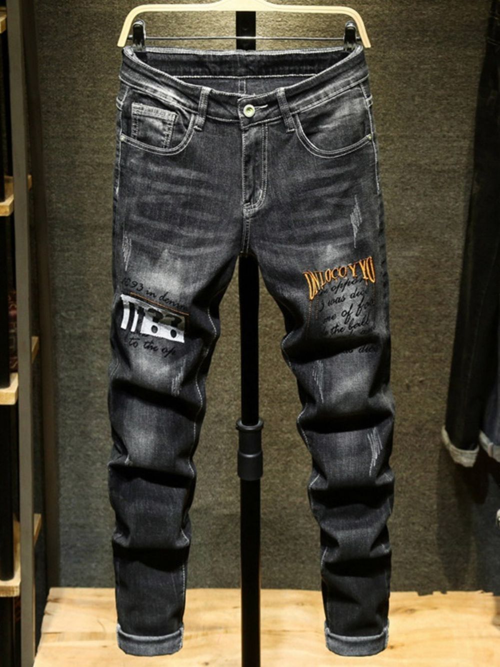 Herenjeans Met Briefzak Met Rits En Halfhoge Taille