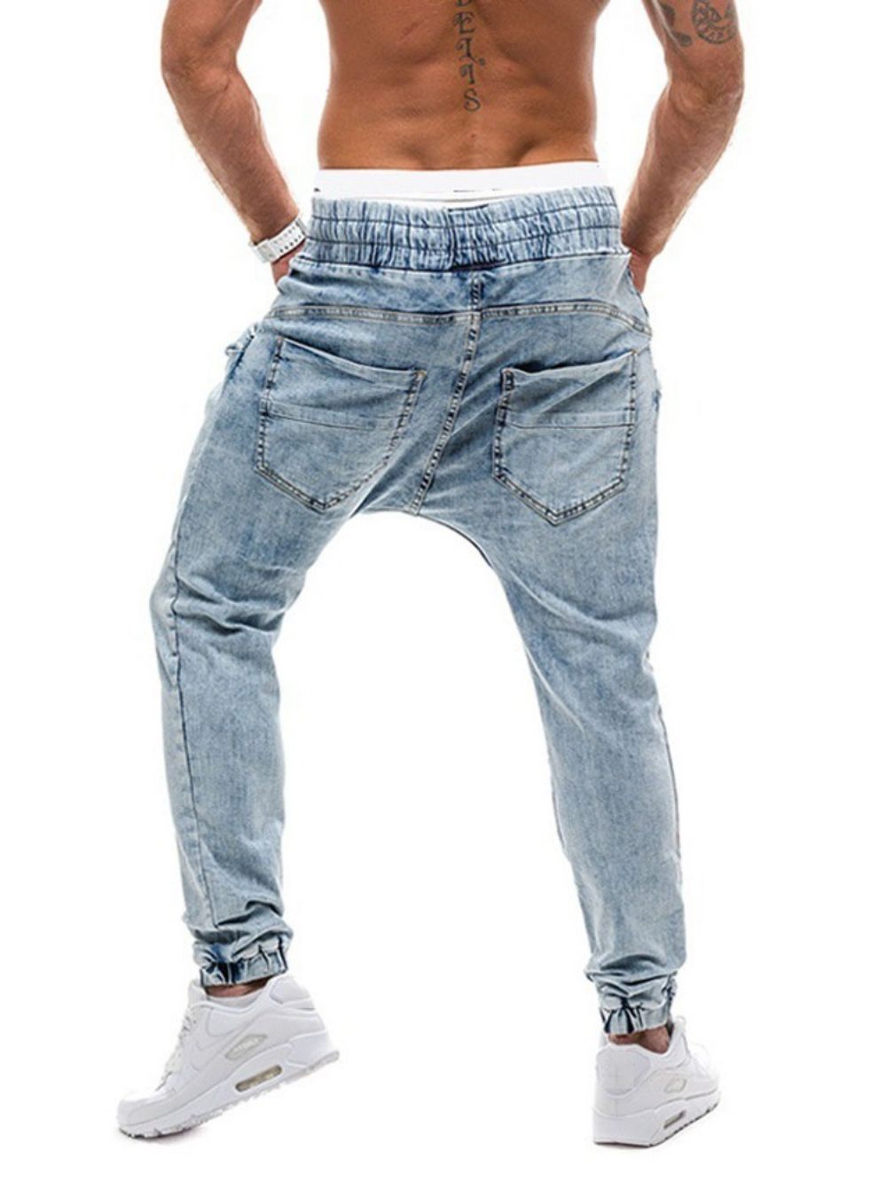 Herenjeans Met Rechte Taille En Veters Met Gradiënt