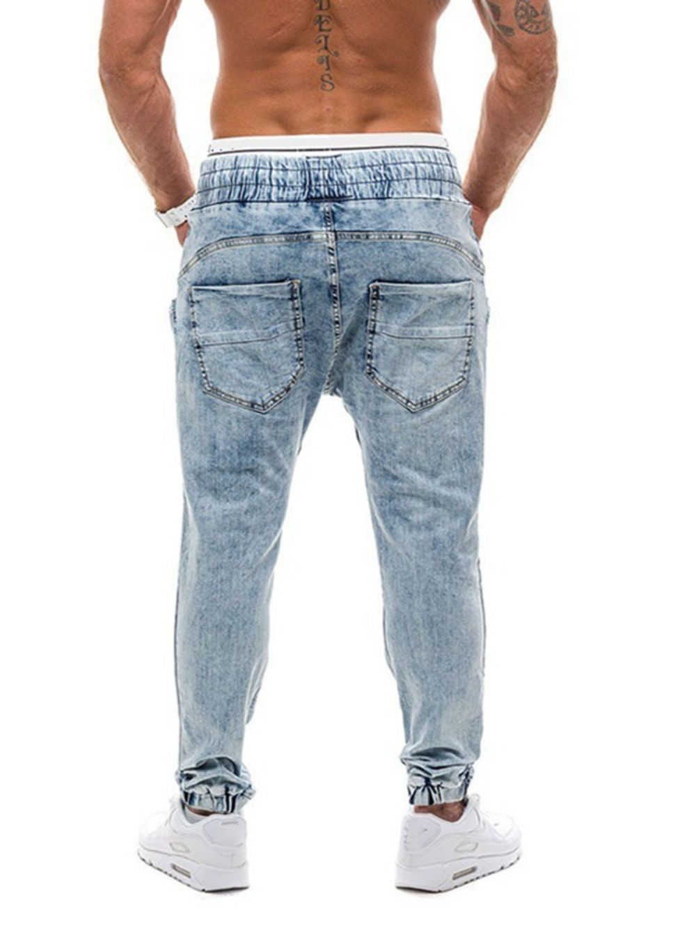 Herenjeans Met Rechte Taille En Veters Met Gradiënt