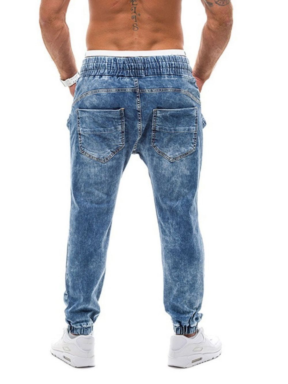 Herenjeans Met Rechte Taille En Veters Met Gradiënt