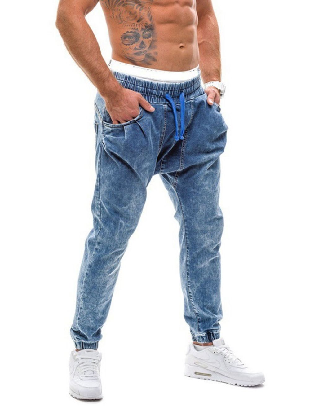 Herenjeans Met Rechte Taille En Veters Met Gradiënt