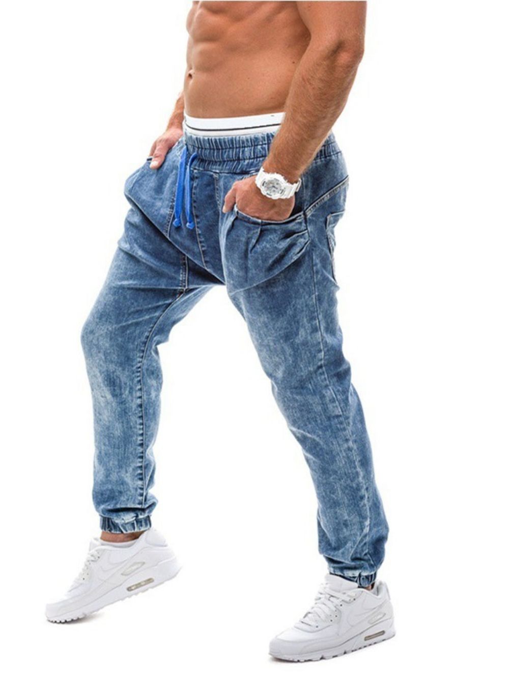 Herenjeans Met Rechte Taille En Veters Met Gradiënt