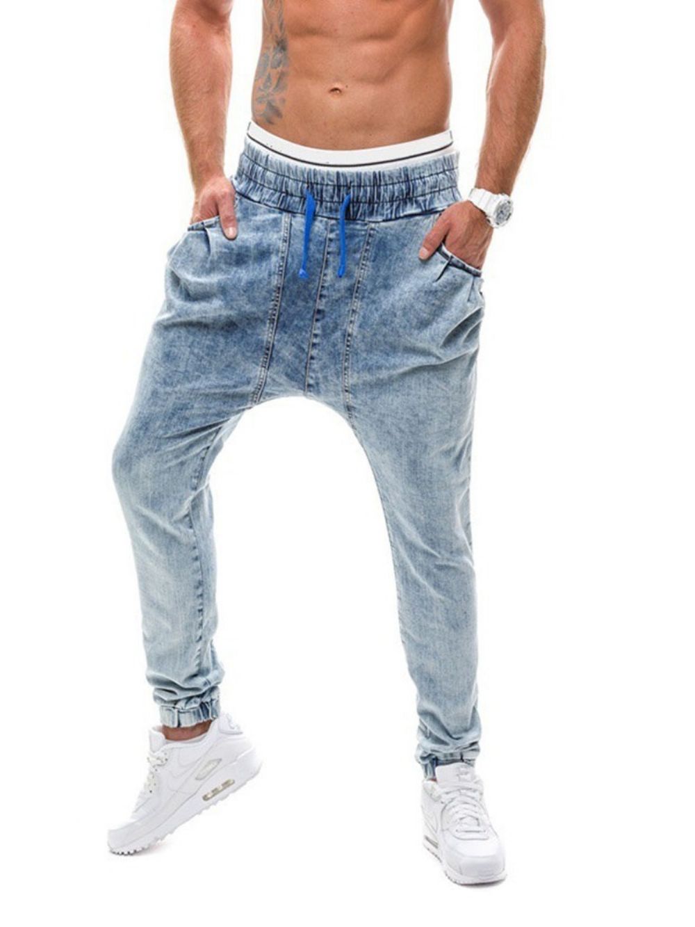 Herenjeans Met Rechte Taille En Veters Met Gradiënt