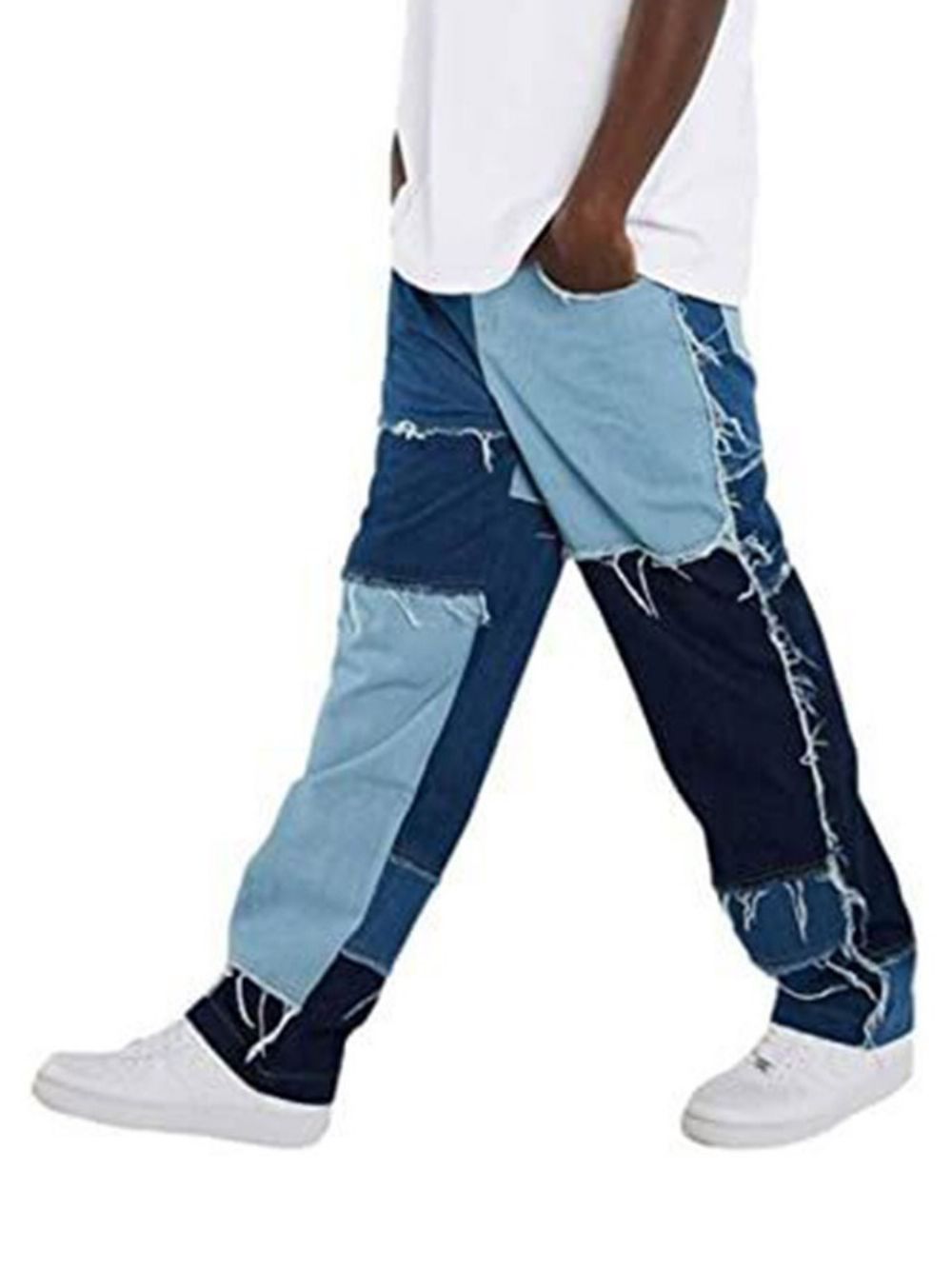 Hiphop-Jeans Heren Met Patchwork-Patchwork En Rits